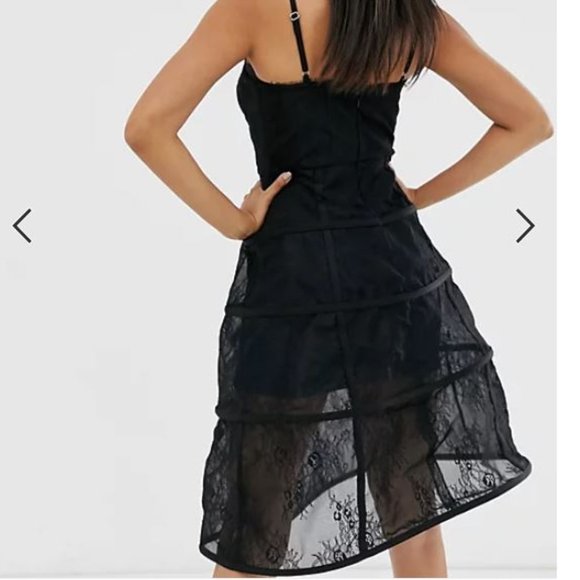 ASOS Black Lace Hoop Mini dress Size 14 NWT $135 - Picture 3 of 8